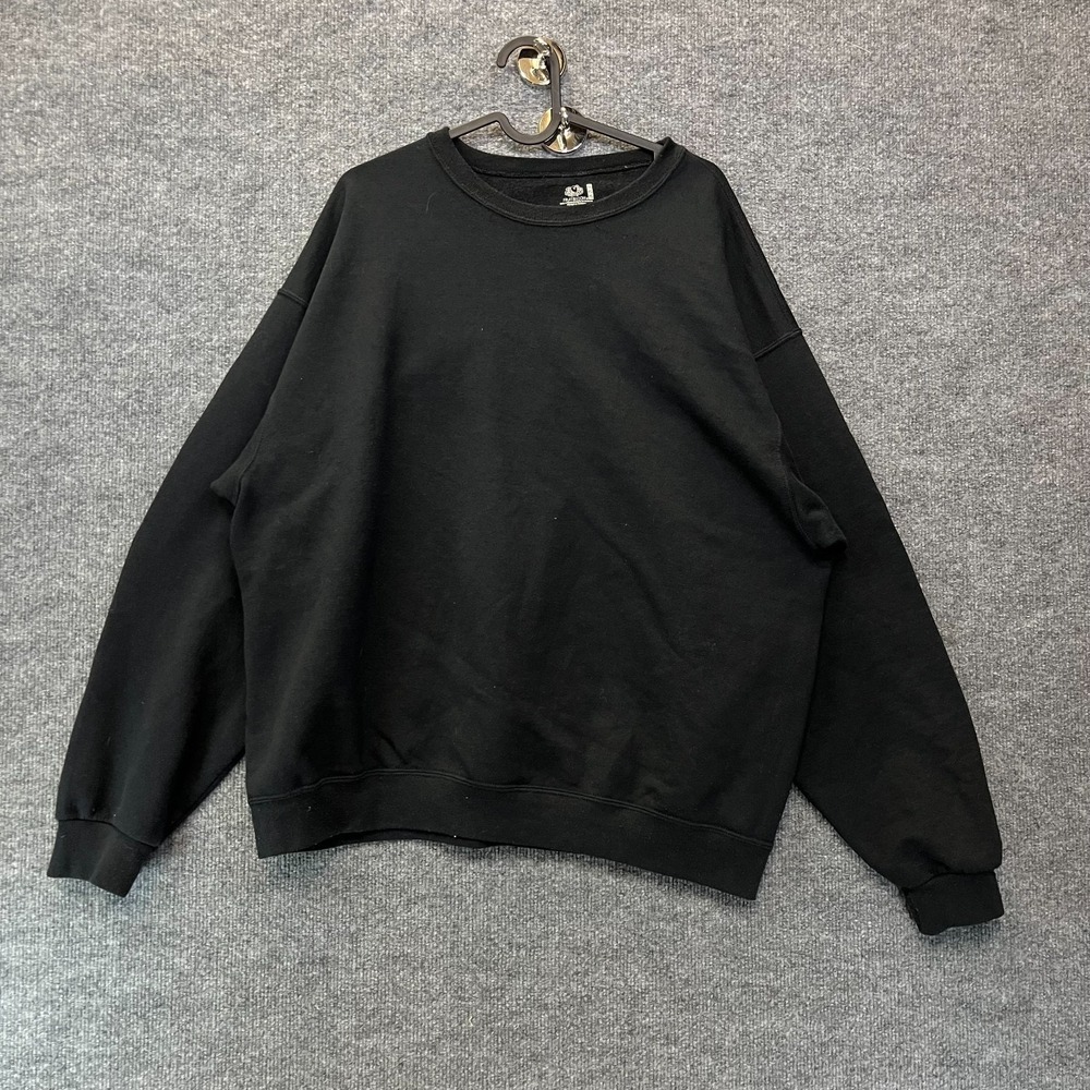 Fruit of the Loom Sweatshirt Men's Black Fleece Long Sleeve Pullover Size XL